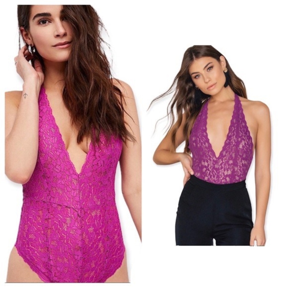 NWT Free People Intimately Avery Orchid Lace Bodysuit